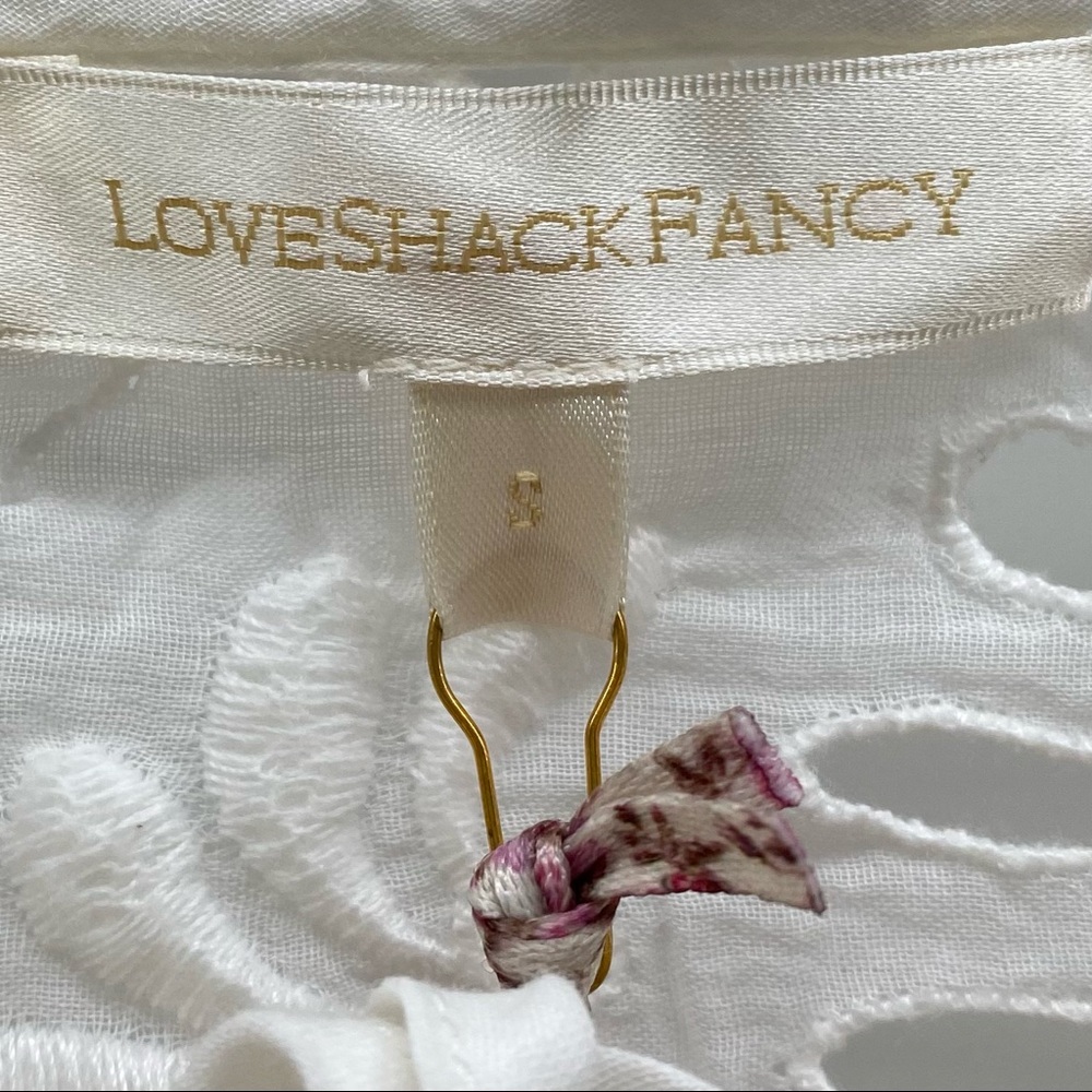 NWT LoveShackFancy Isidore White Boho Lace Ruffle Mini Dress Size Small - Picture 4 of 14